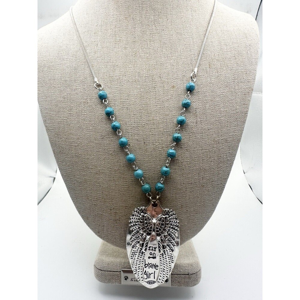 Plunder Angel Wings Pendant Necklace Boho Goth Fairy Steampunk Jewelry 34”